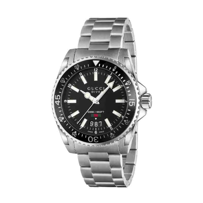 Buy Gucci Men's Swiss Made Quartz Stainless Steel Black Dial 40mm Watch YA136301 in Pakistan