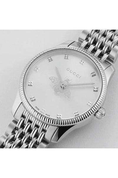 Buy Gucci Women's Swiss Made Quartz Stainless Steel Silver Dial 29mm Watch YA1265019 in Pakistan