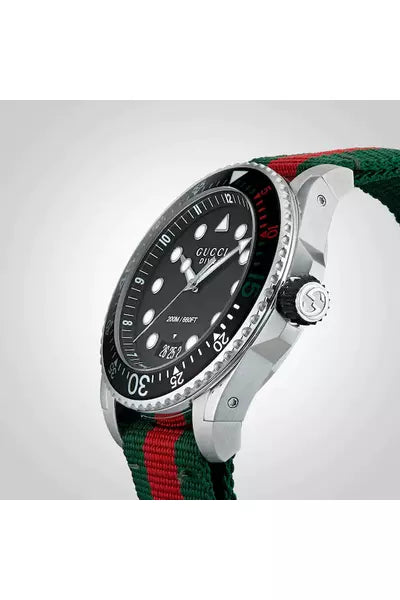 Buy Gucci Men's Swiss Made Quartz Nylon Strap Black Dial 45mm Watch YA136209 in Pakistan