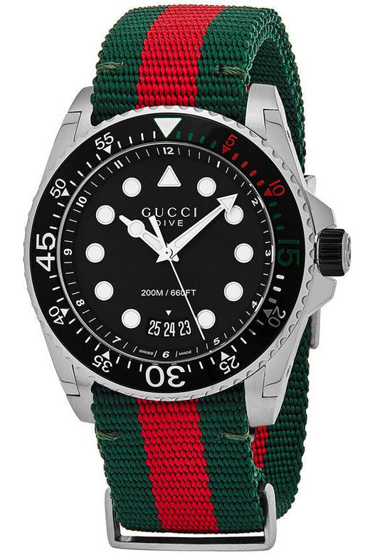 Buy Gucci Men's Swiss Made Quartz Nylon Strap Black Dial 45mm Watch YA136209 in Pakistan
