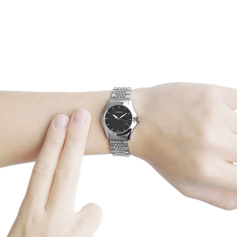 Buy Gucci G Timeless Black Dial Silver Steel Strap Watch for Women - YA126502 in Pakistan
