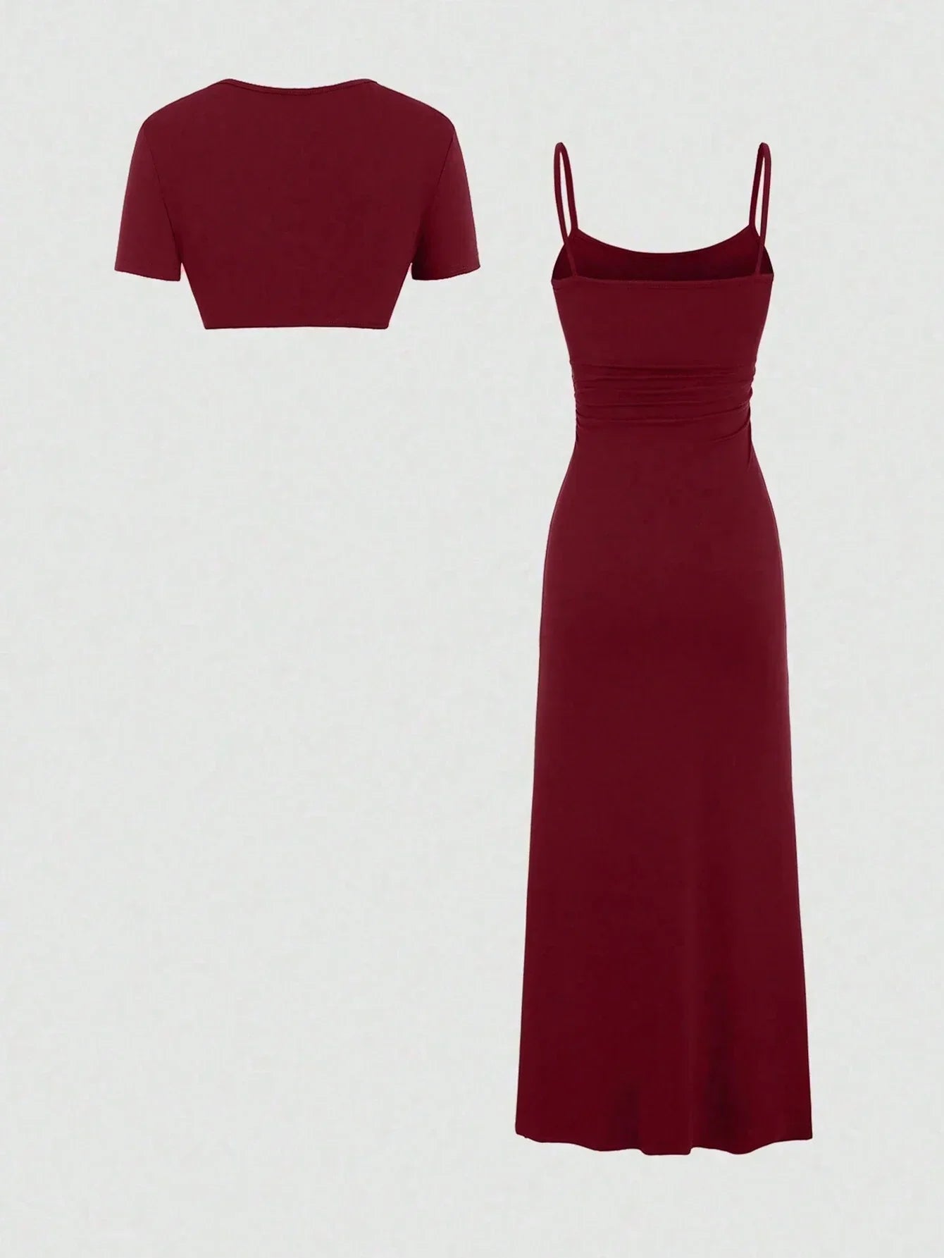 Buy SHEIN Sweetra Women's Summer Solid Color Short Sleeve Cardigan And Slip Dress Two-Piece Set For New Year Clothes in Pakistan
