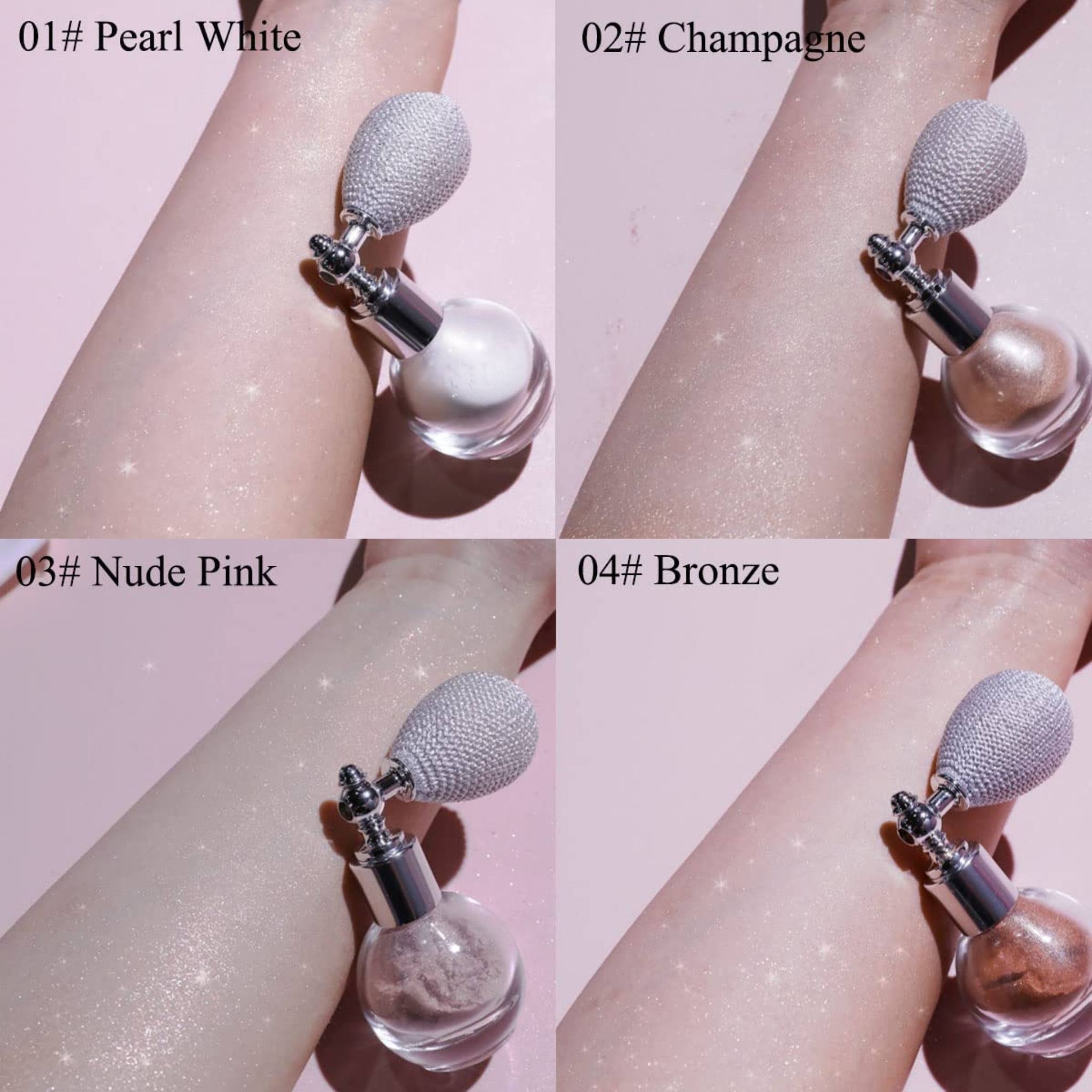 Highlighter Powder Spray. Brightening Glitter Powder Spray. Shimmer Sparkle Powder for Face Body Highlight Makeup Party Comestic