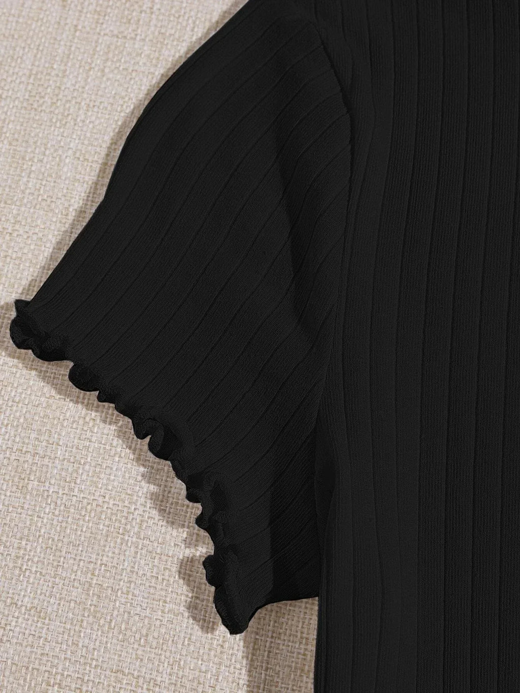 Buy (Upcoming) SHEIN Qutie Solid Lettuce Trim Rib-knit Tee in Pakistan