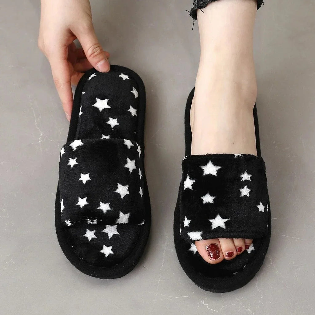 Buy Shein Star Pattern Fluffy Bedroom Slippers in Pakistan