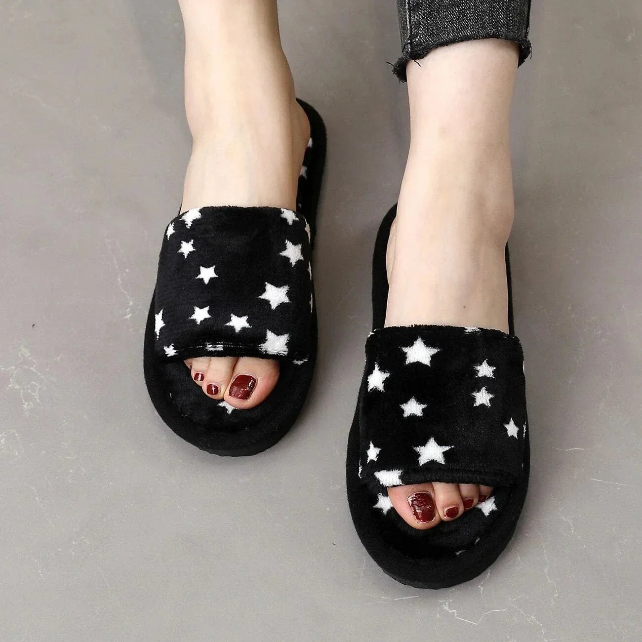 Buy Shein Star Pattern Fluffy Bedroom Slippers in Pakistan