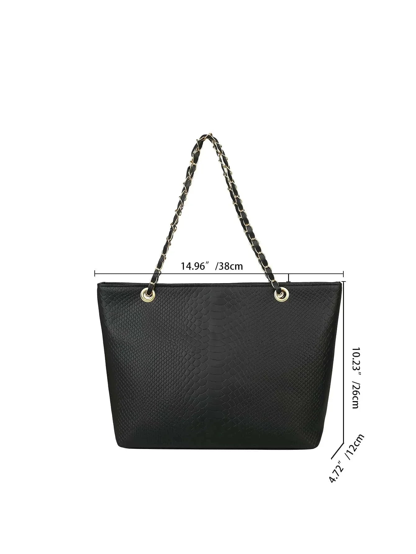 Buy Shein Geometric Embossed Grommet Eyelet Shoulder Tote Bag in Pakistan