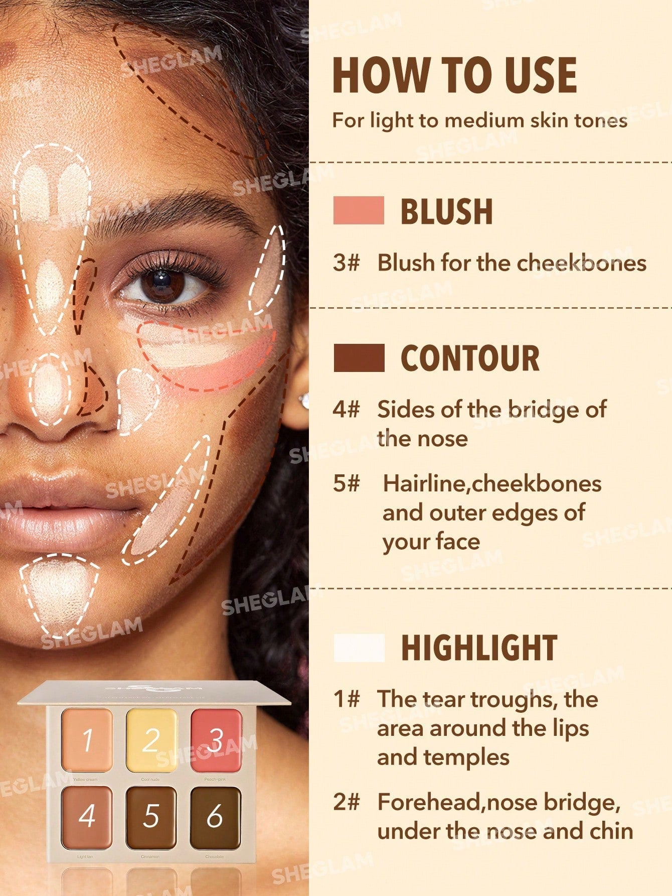 SHEGLAM STEREO FACE SIX COLOR  PALETTE