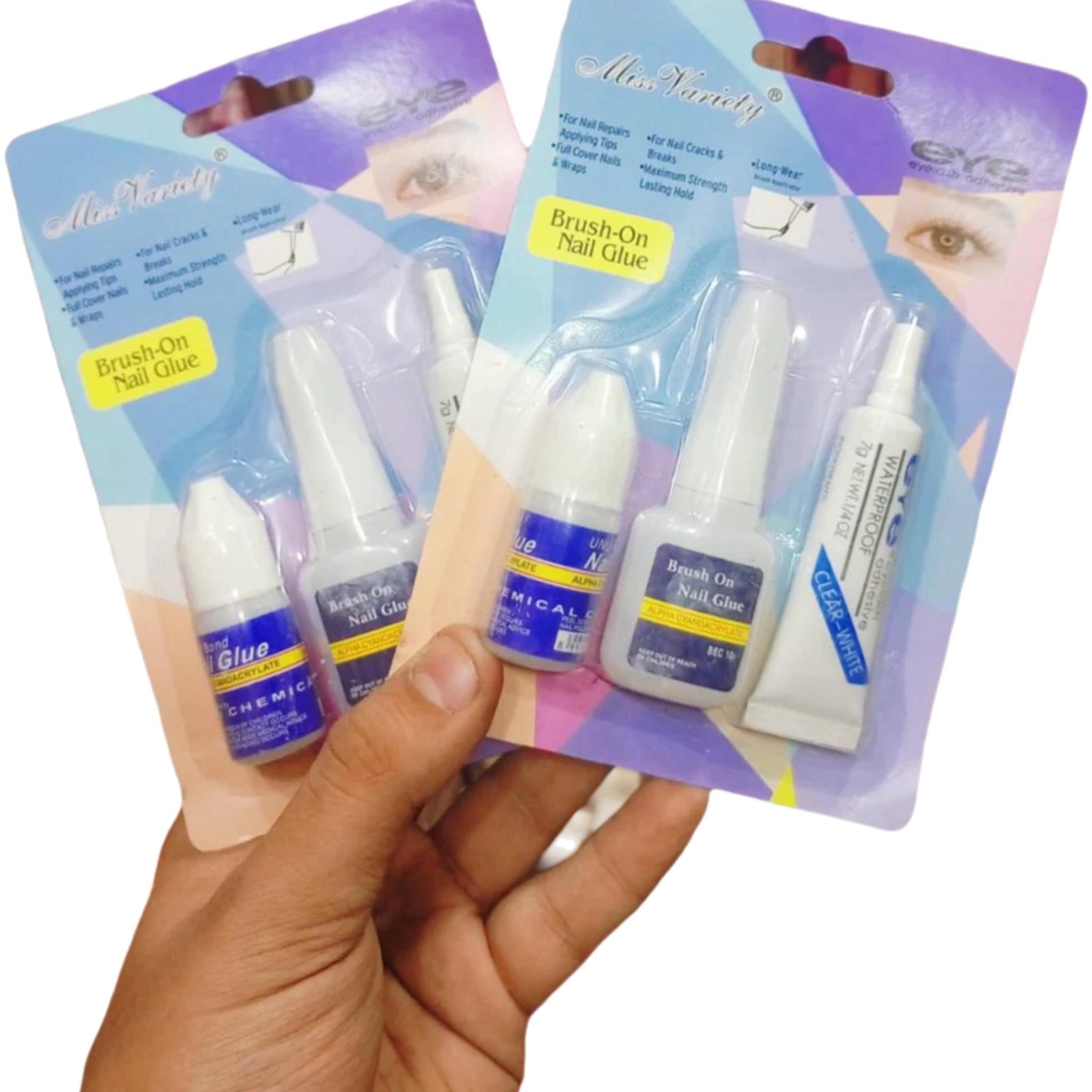 3 Pcs Brush On Nail Glues & Eye Lash Glue