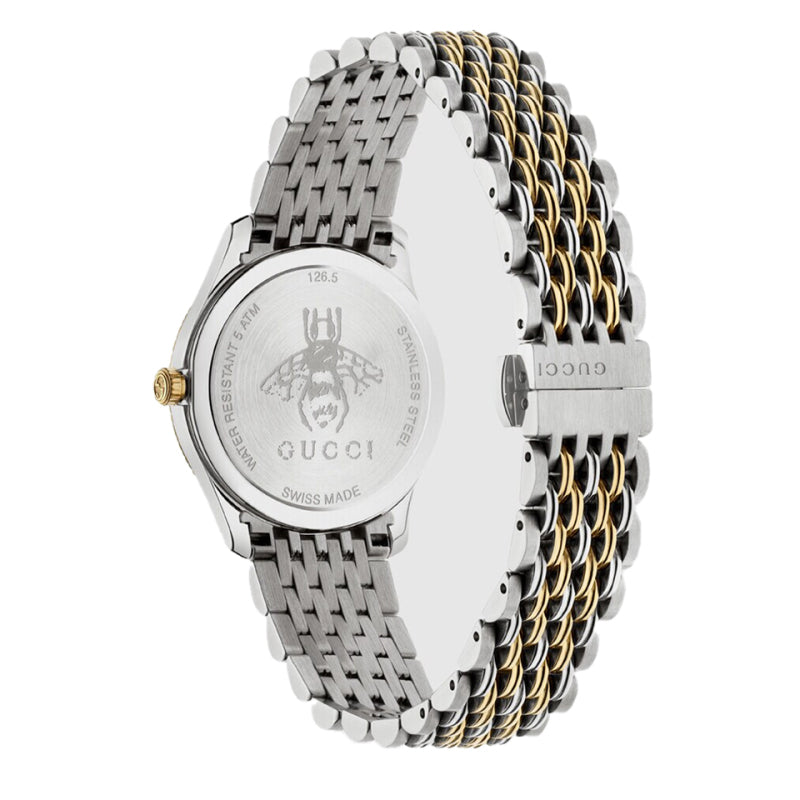 Buy Gucci Women's Swiss Made Quartz Two Tone Stainless Steel Blue Dial 29mm Watch YA1265029 in Pakistan