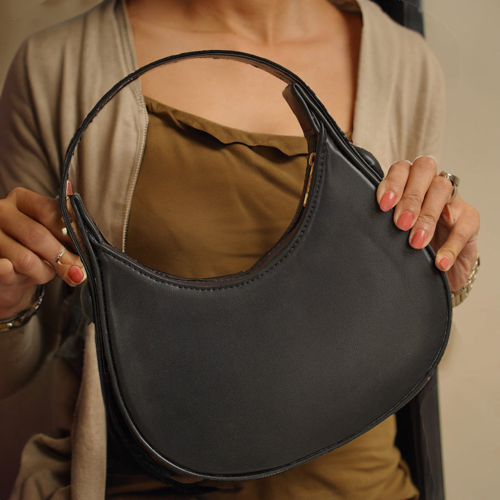 Buy Plain Hobo HandBag - Black in Pakistan