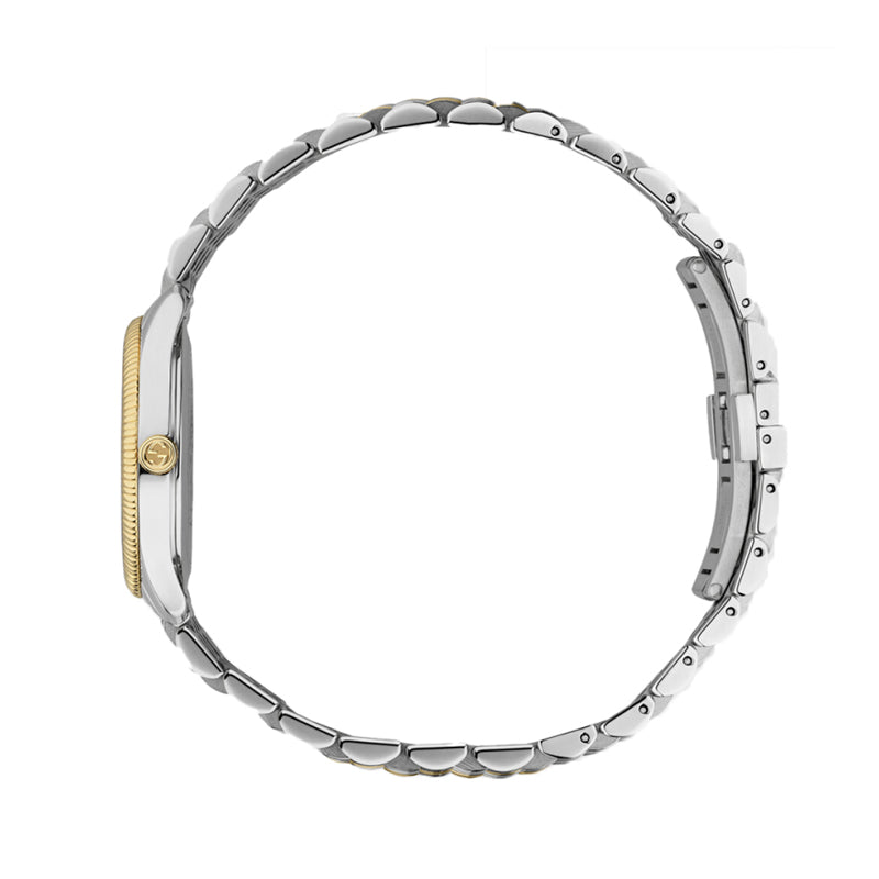 Buy Gucci Women's Swiss Made Quartz Two Tone Stainless Steel Blue Dial 29mm Watch YA1265029 in Pakistan