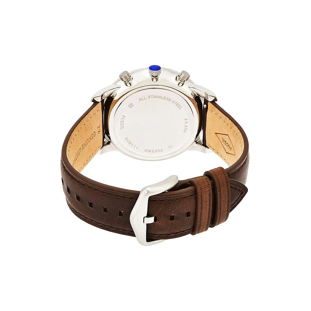 Buy Neutra Chrono Quartz Stainless Steel Two Hand Ring Brown Leather Strap Watch in Pakistan