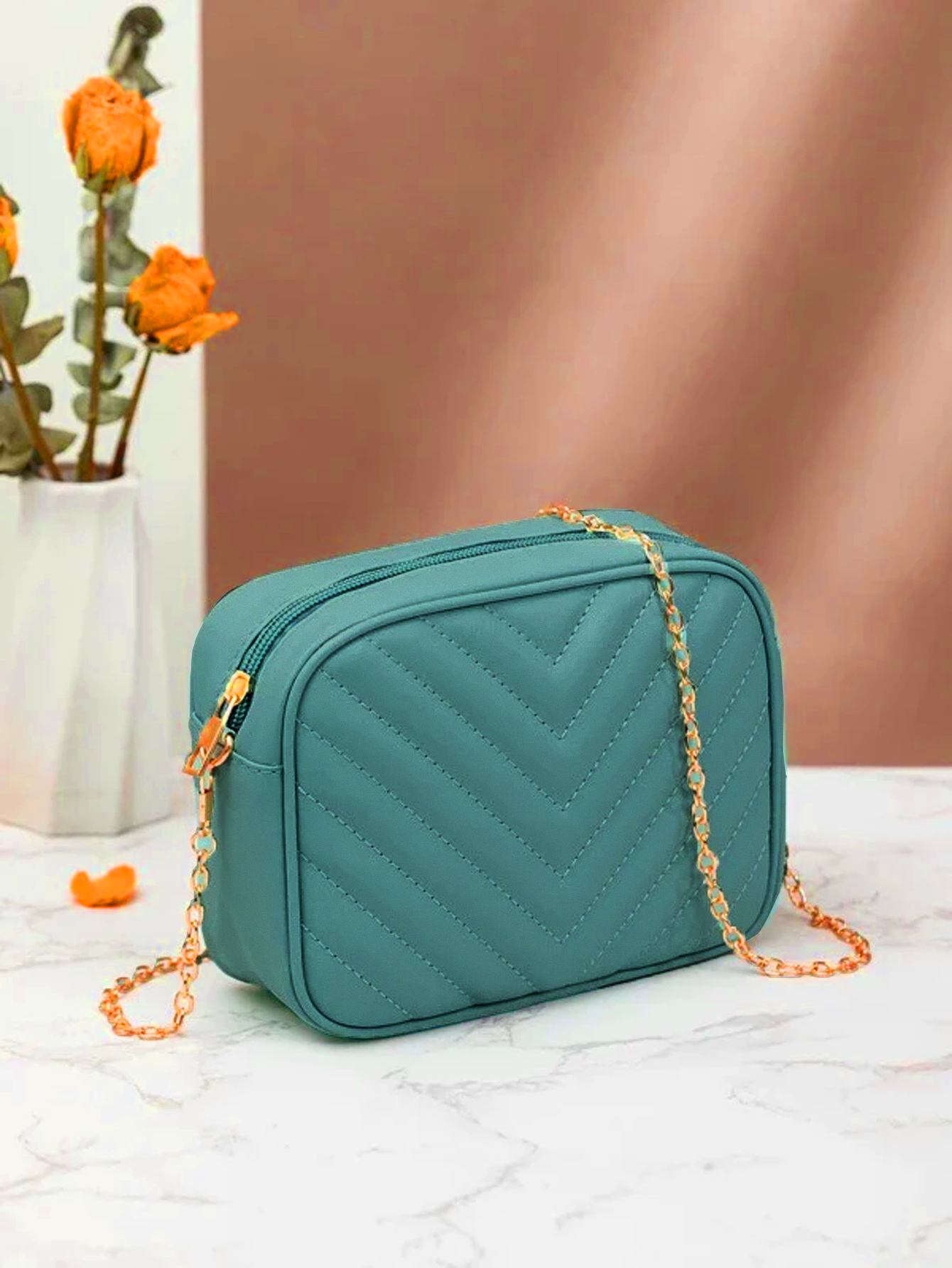 Buy - Chevron Charm Crossbody Bag ~Sea Green in Pakistan