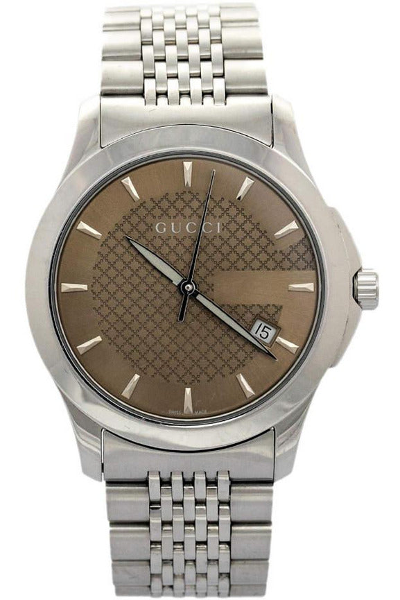 Buy Gucci Men's Analog Quartz Stainless Steel Brown Dial 38mm Watch YA126406 in Pakistan