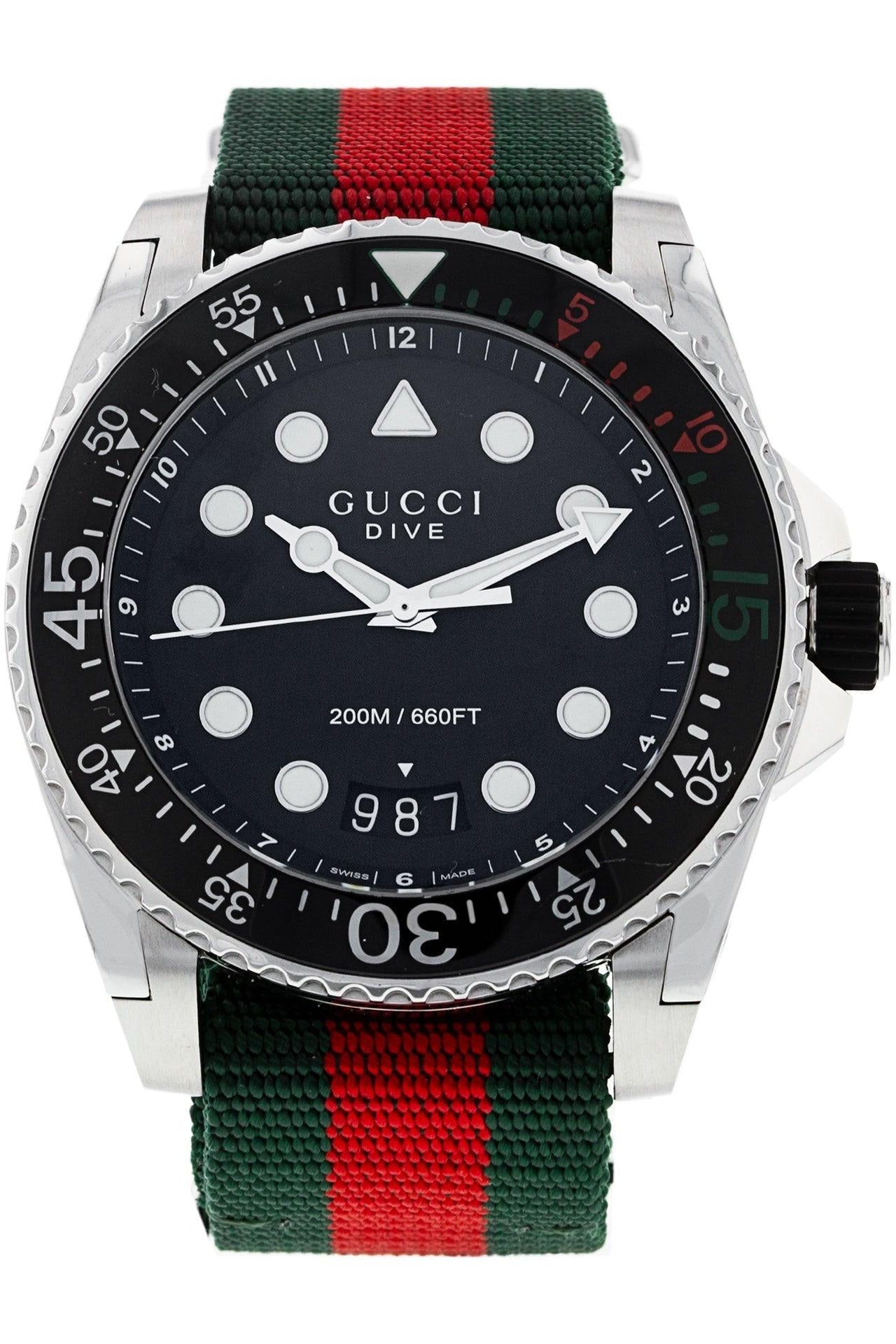 Buy Gucci Men's Swiss Made Quartz Nylon Strap Black Dial 45mm Watch YA136209 in Pakistan