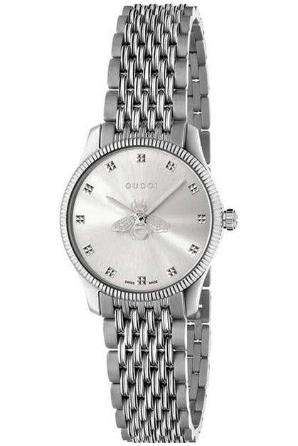 Buy Gucci Women's Swiss Made Quartz Stainless Steel Silver Dial 29mm Watch YA1265019 in Pakistan