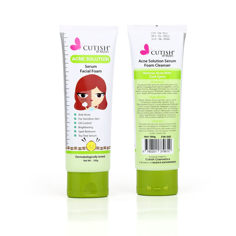 Buy Cutish Acne Solution Serum Facial Foam in Pakistan