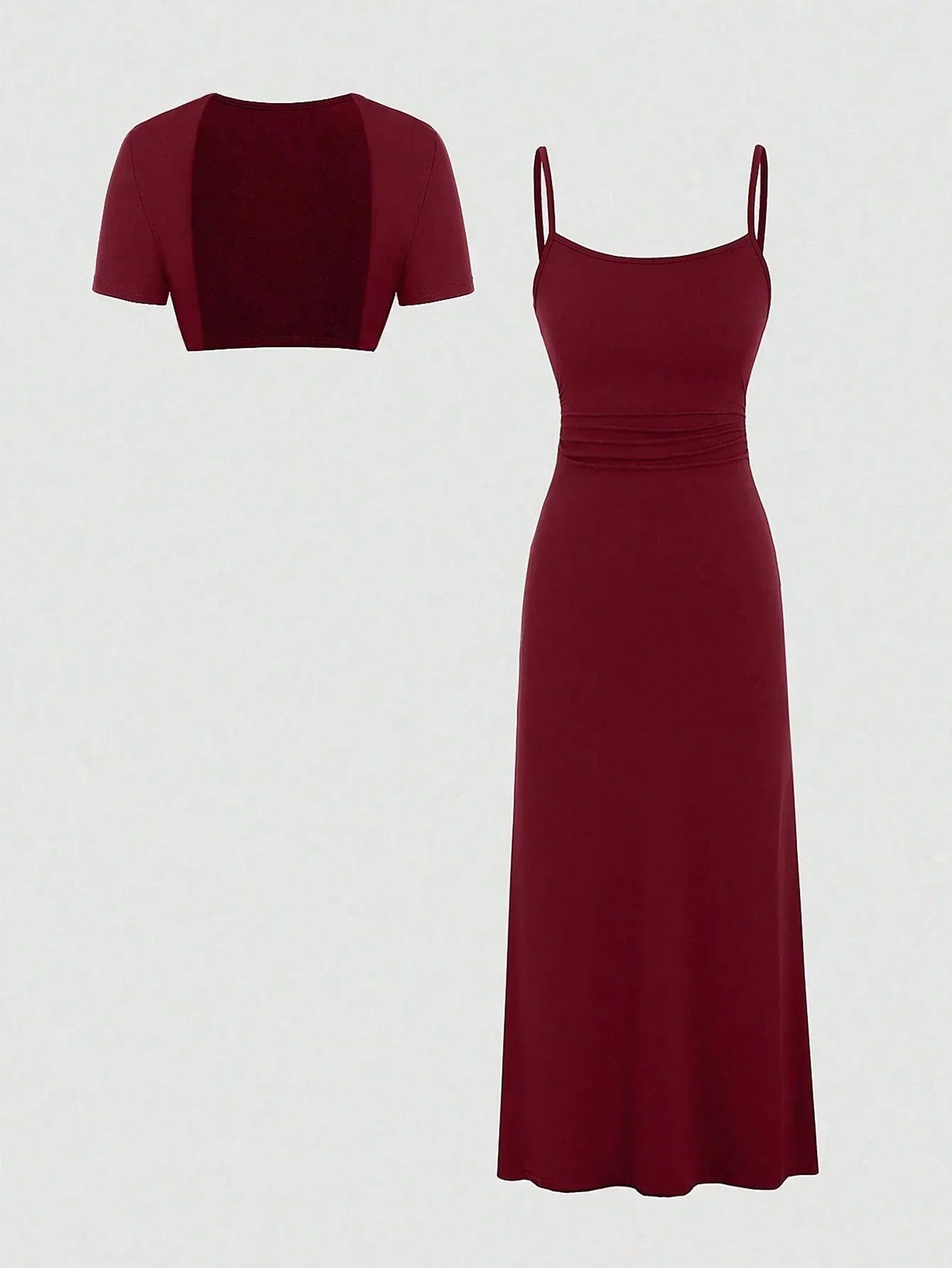 Buy SHEIN Sweetra Women's Summer Solid Color Short Sleeve Cardigan And Slip Dress Two-Piece Set For New Year Clothes in Pakistan