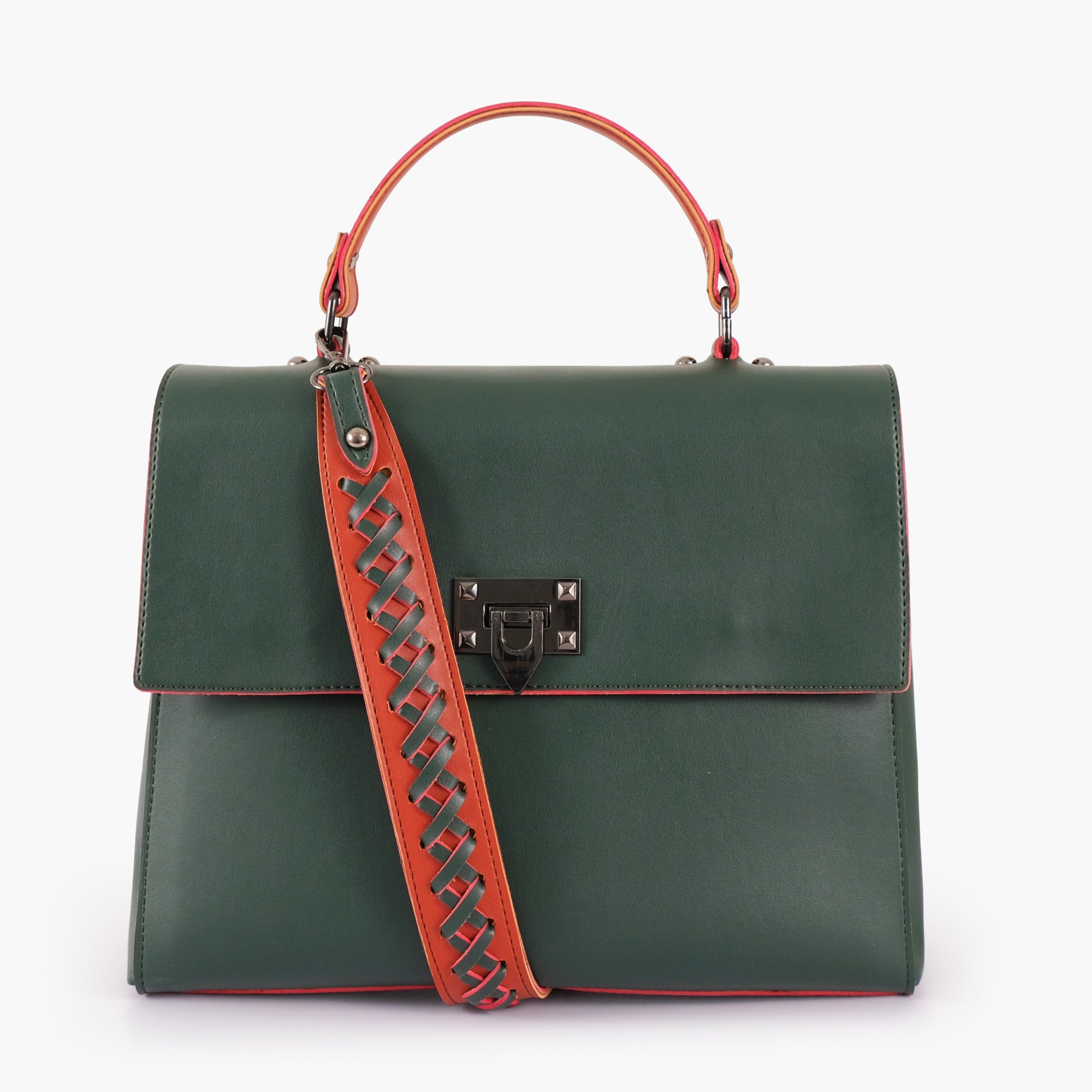 Buy Army Green Flap-over Top-handle Bag in Pakistan