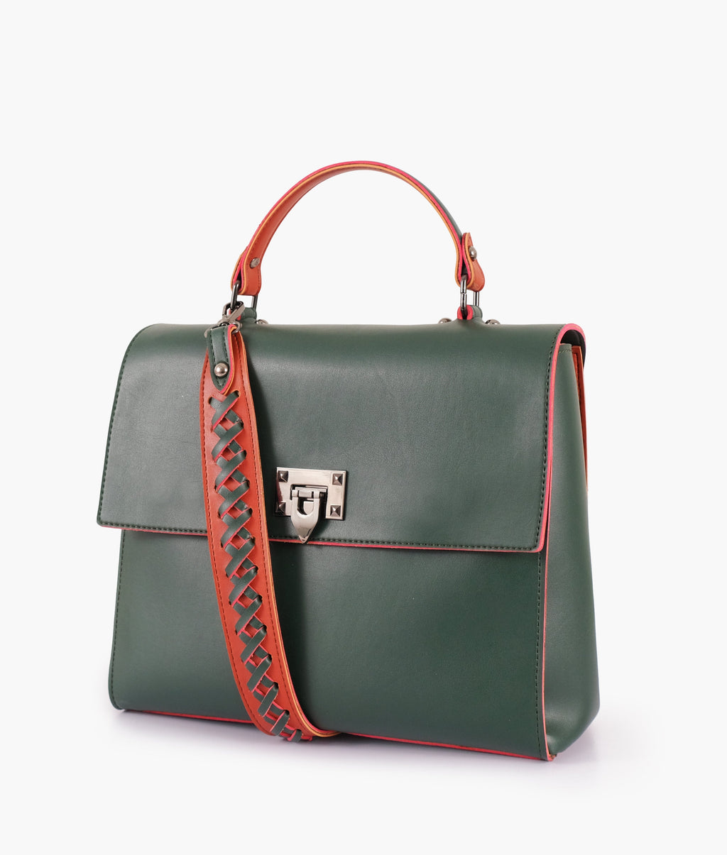 Buy Army Green Flap-over Top-handle Bag in Pakistan