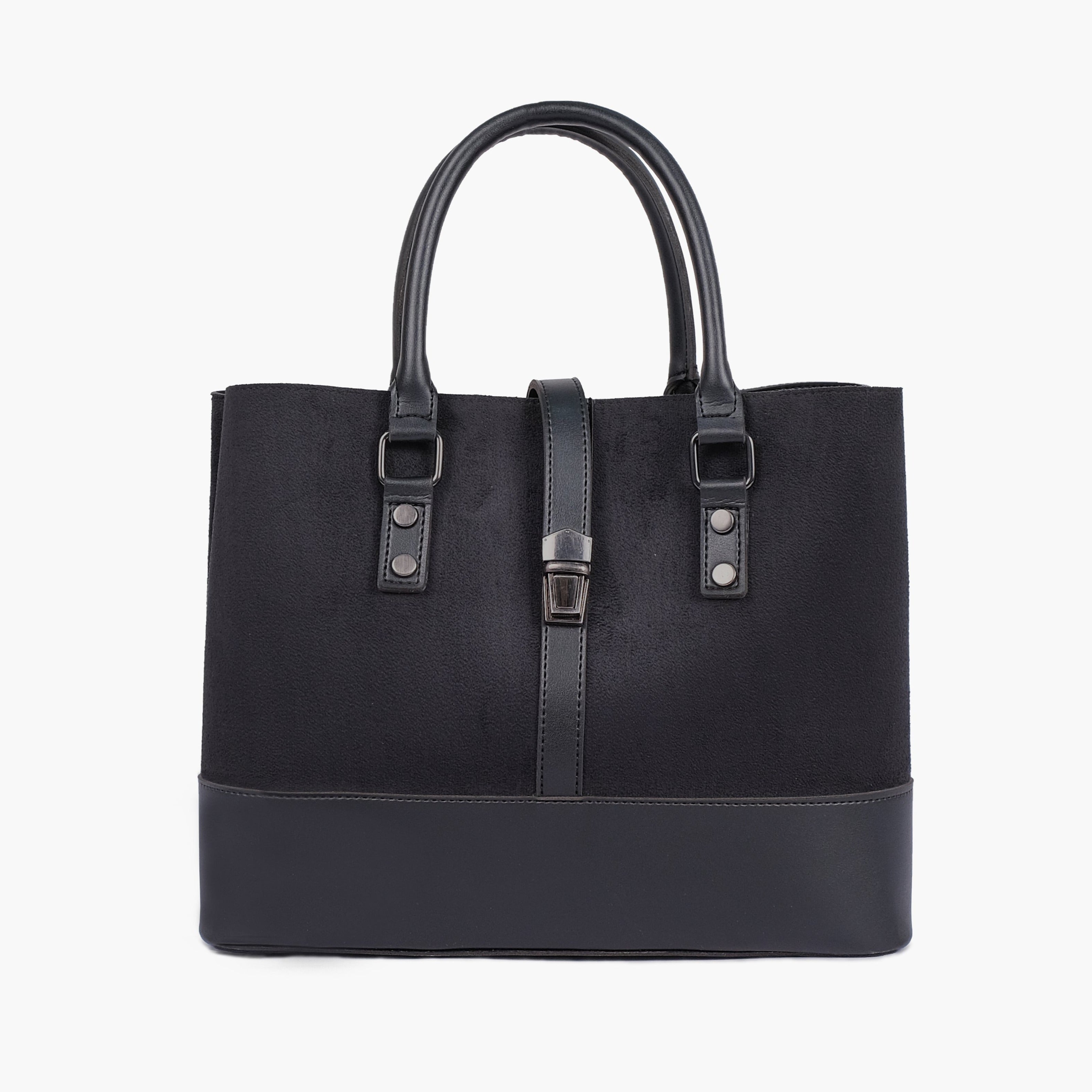 Buy Suede Multi Compartment Shoulder Bag - Black in Pakistan