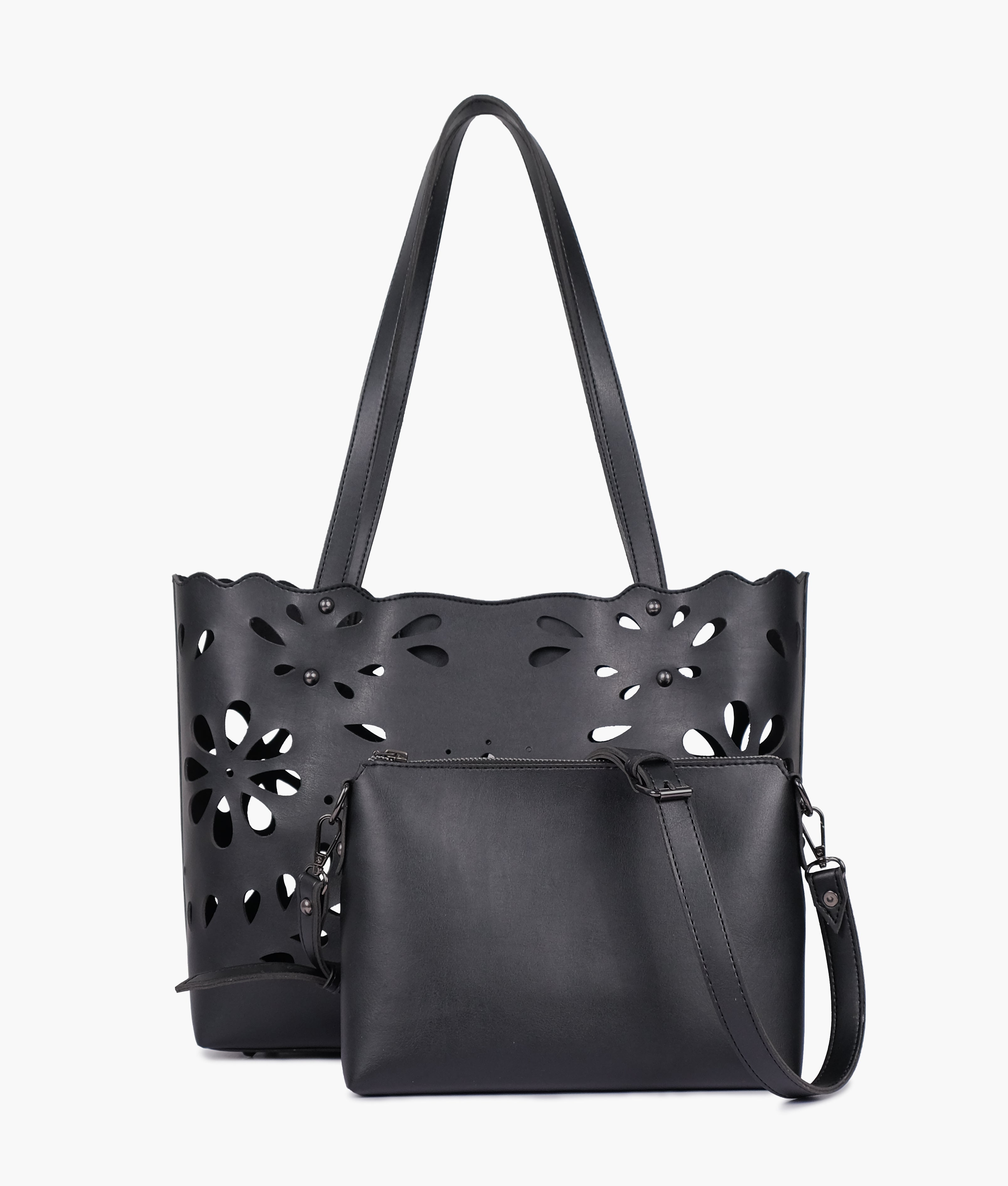 Buy Two Piece Floral Tote - Black in Pakistan
