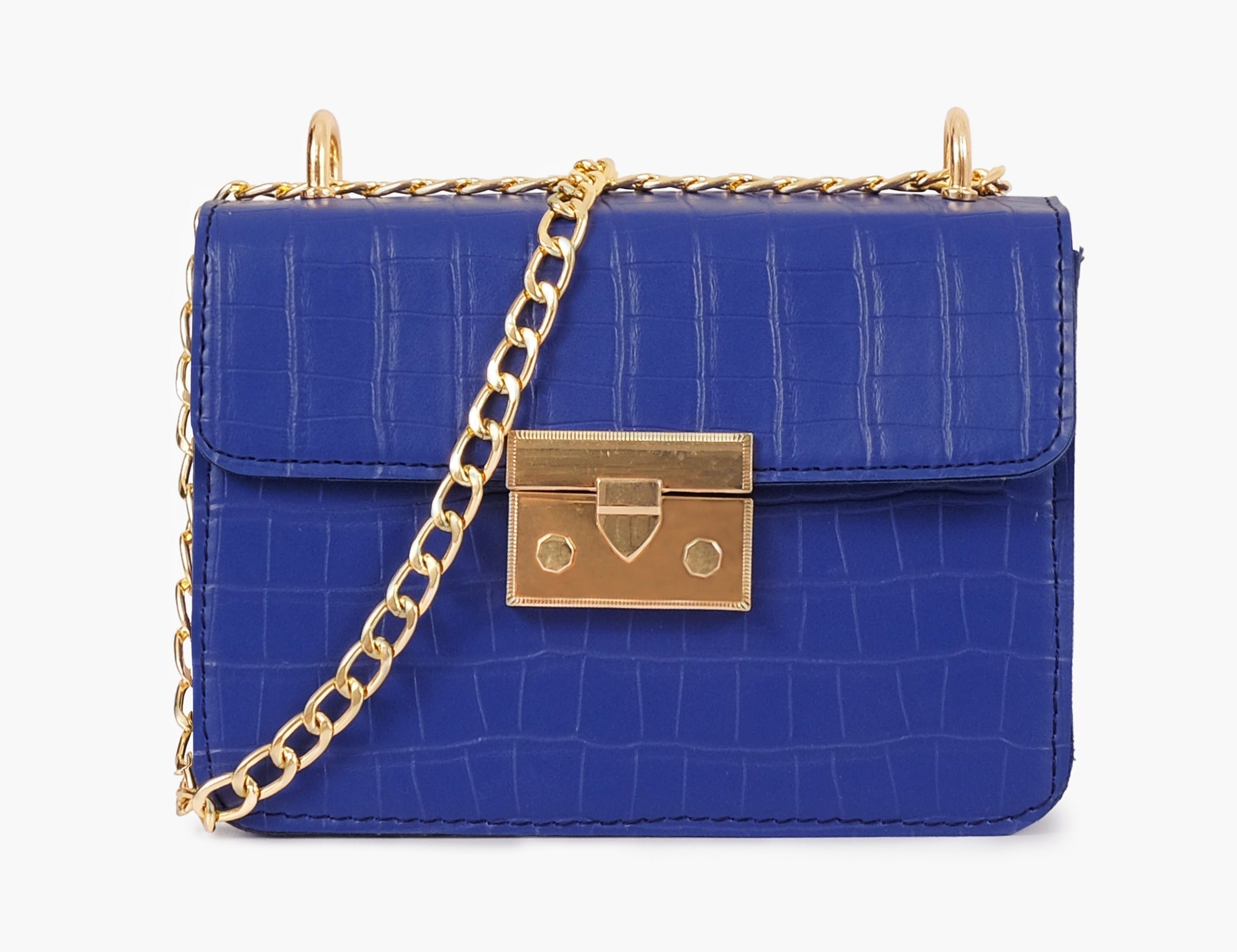 Buy Mini Chain Handle Cross Body Bag - Blue in Pakistan