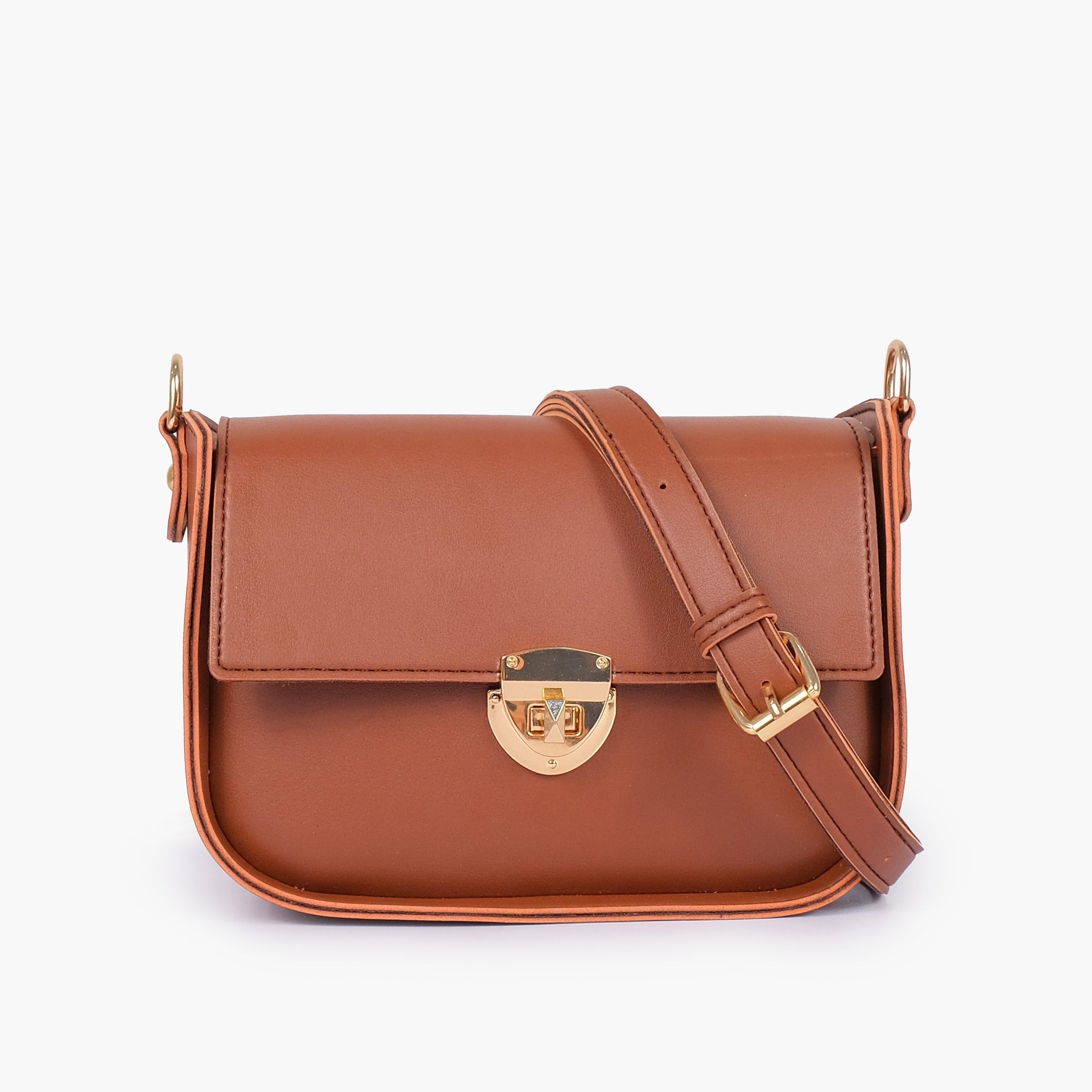 Buy Saddle Bag With Twist Lock - Brown in Pakistan