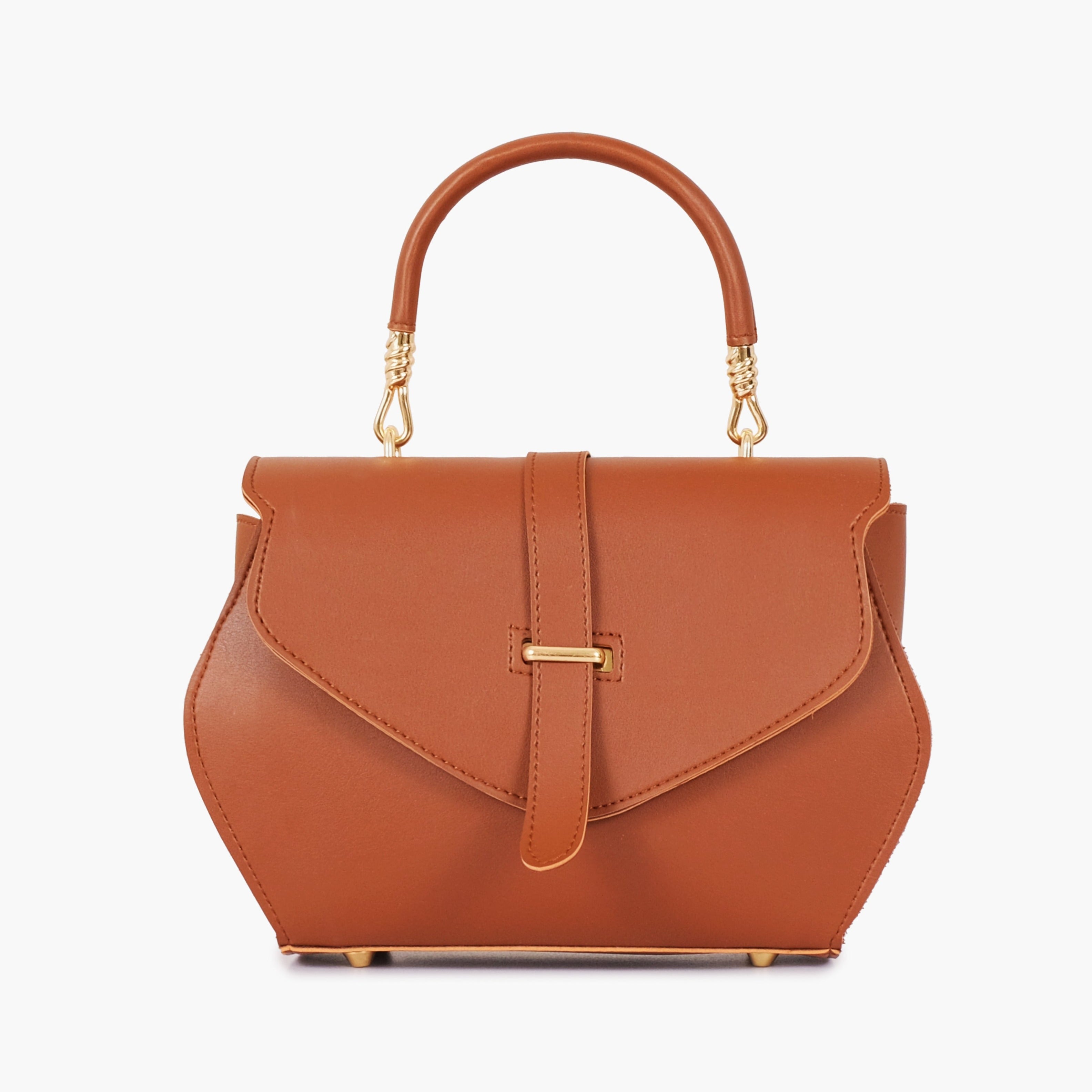 Buy Brown Top-Handle Hexagon Bag in Pakistan