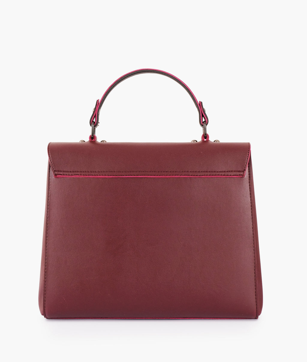 Buy Burgundy Flap-Over Top-Handle Bag in Pakistan