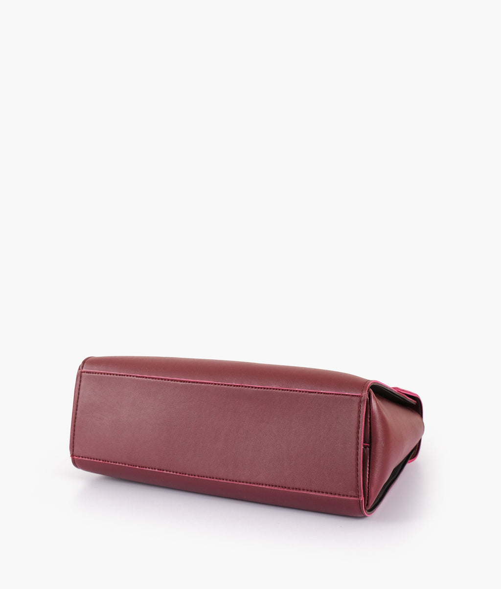 Buy Burgundy Flap-Over Top-Handle Bag in Pakistan