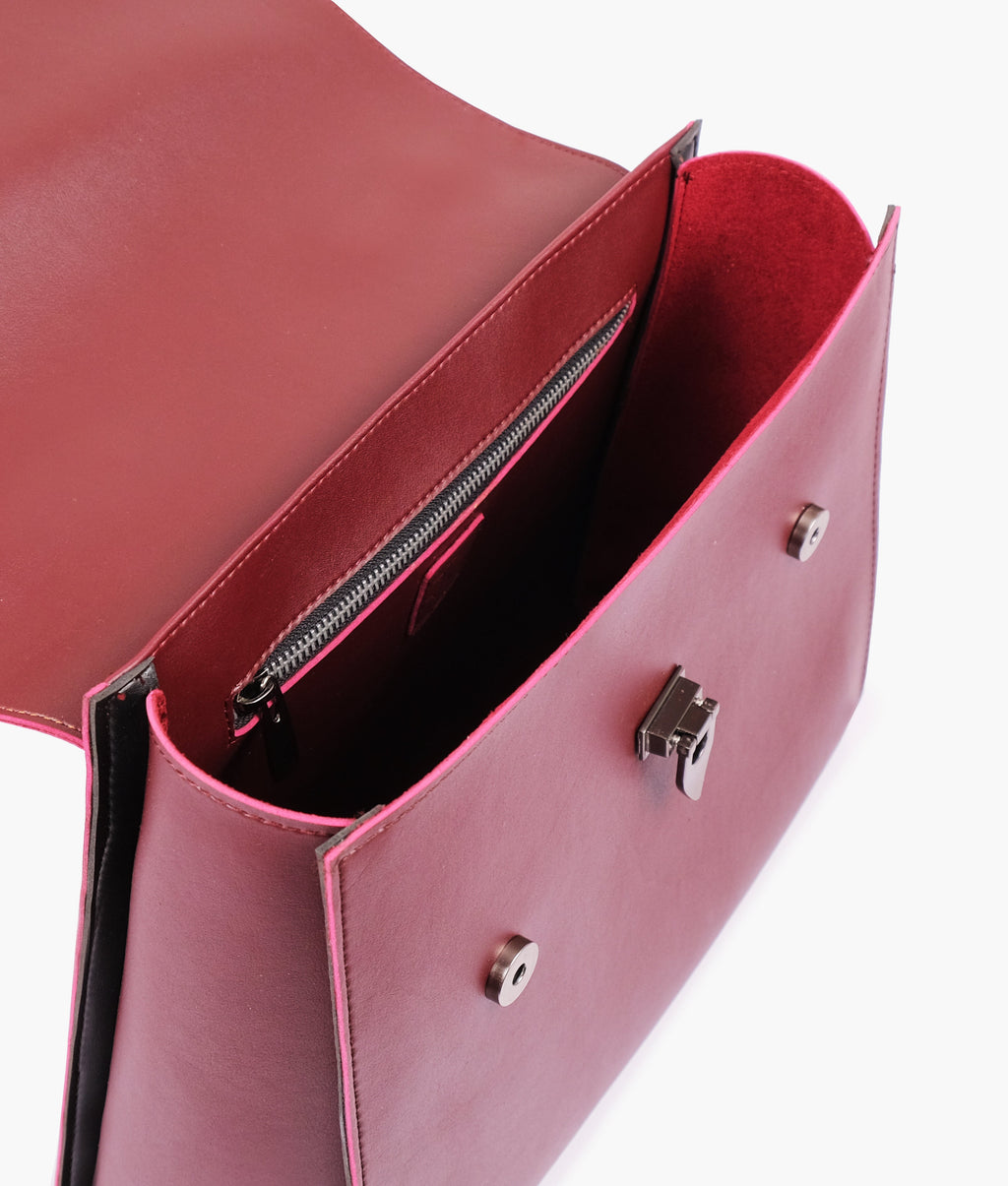 Buy Burgundy Flap-Over Top-Handle Bag in Pakistan