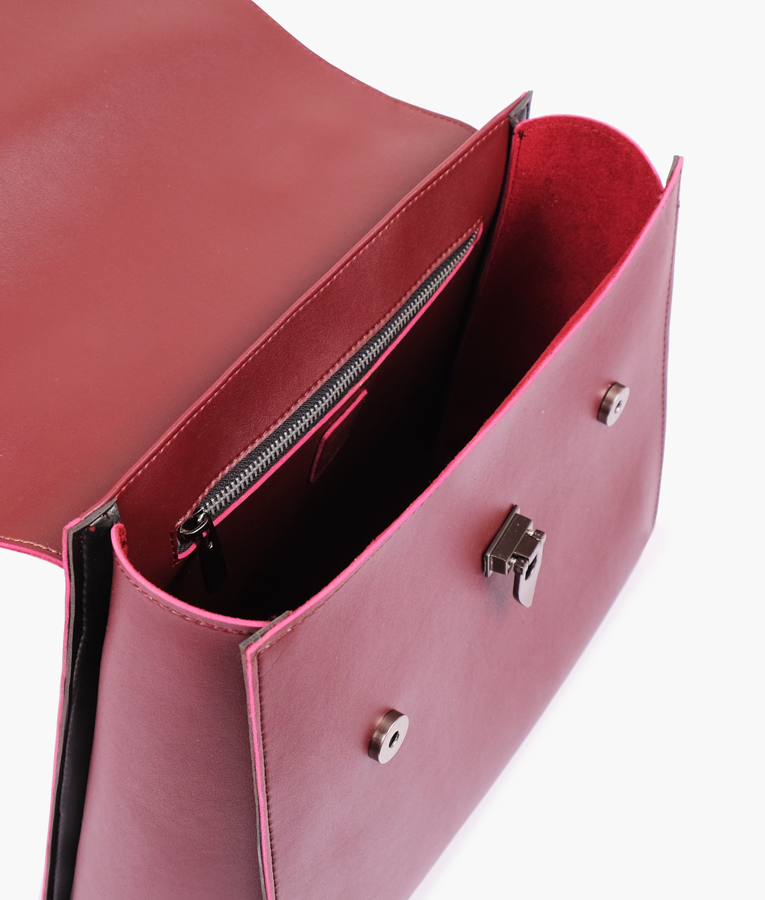 Buy Burgundy Flap-Over Top-Handle Bag in Pakistan