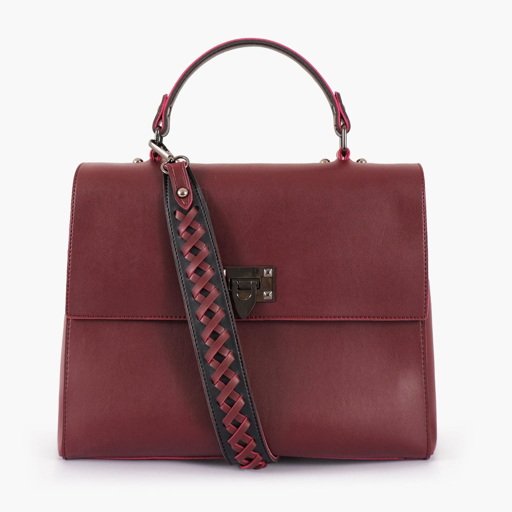Buy Burgundy Flap-Over Top-Handle Bag in Pakistan