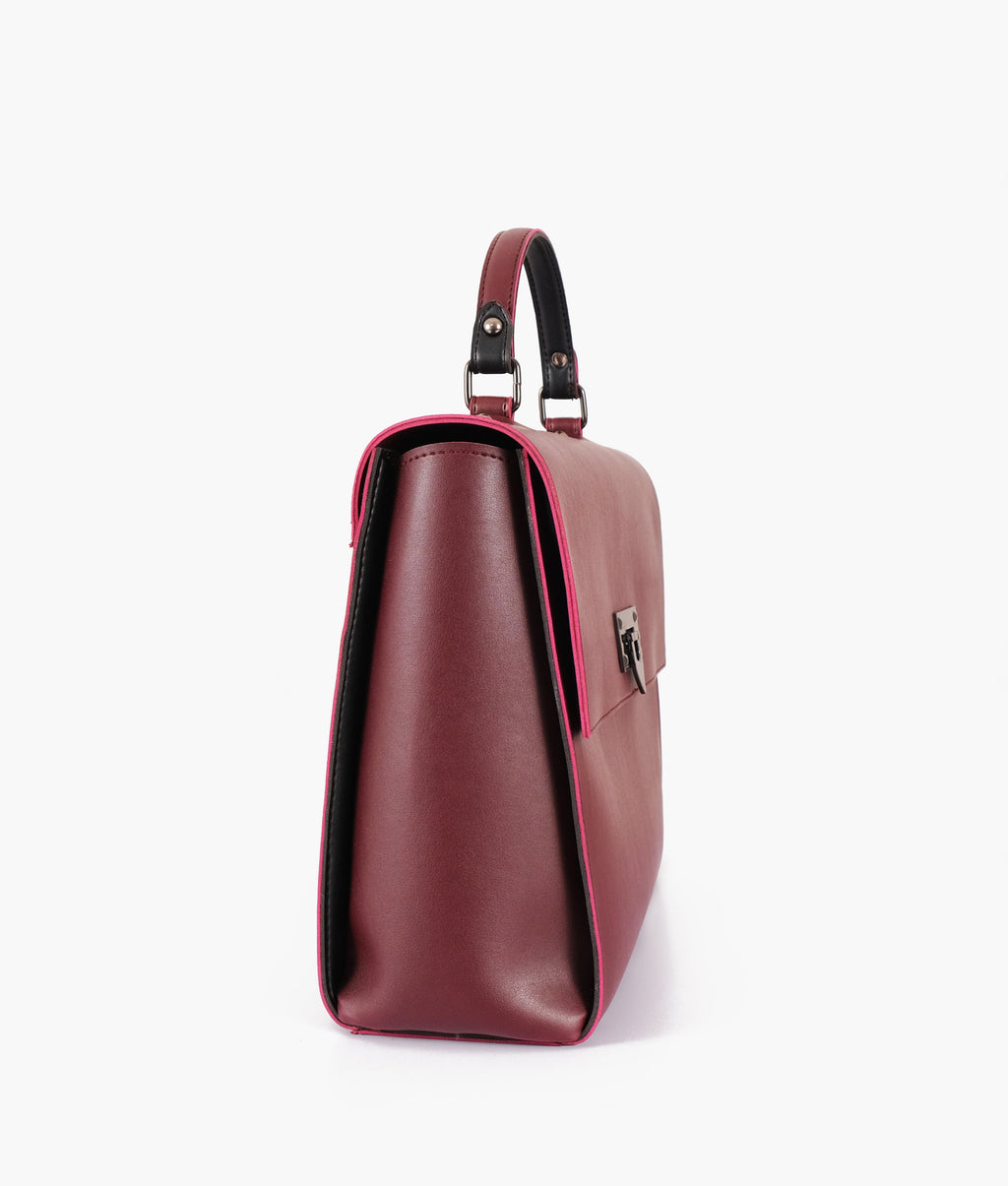 Buy Burgundy Flap-Over Top-Handle Bag in Pakistan