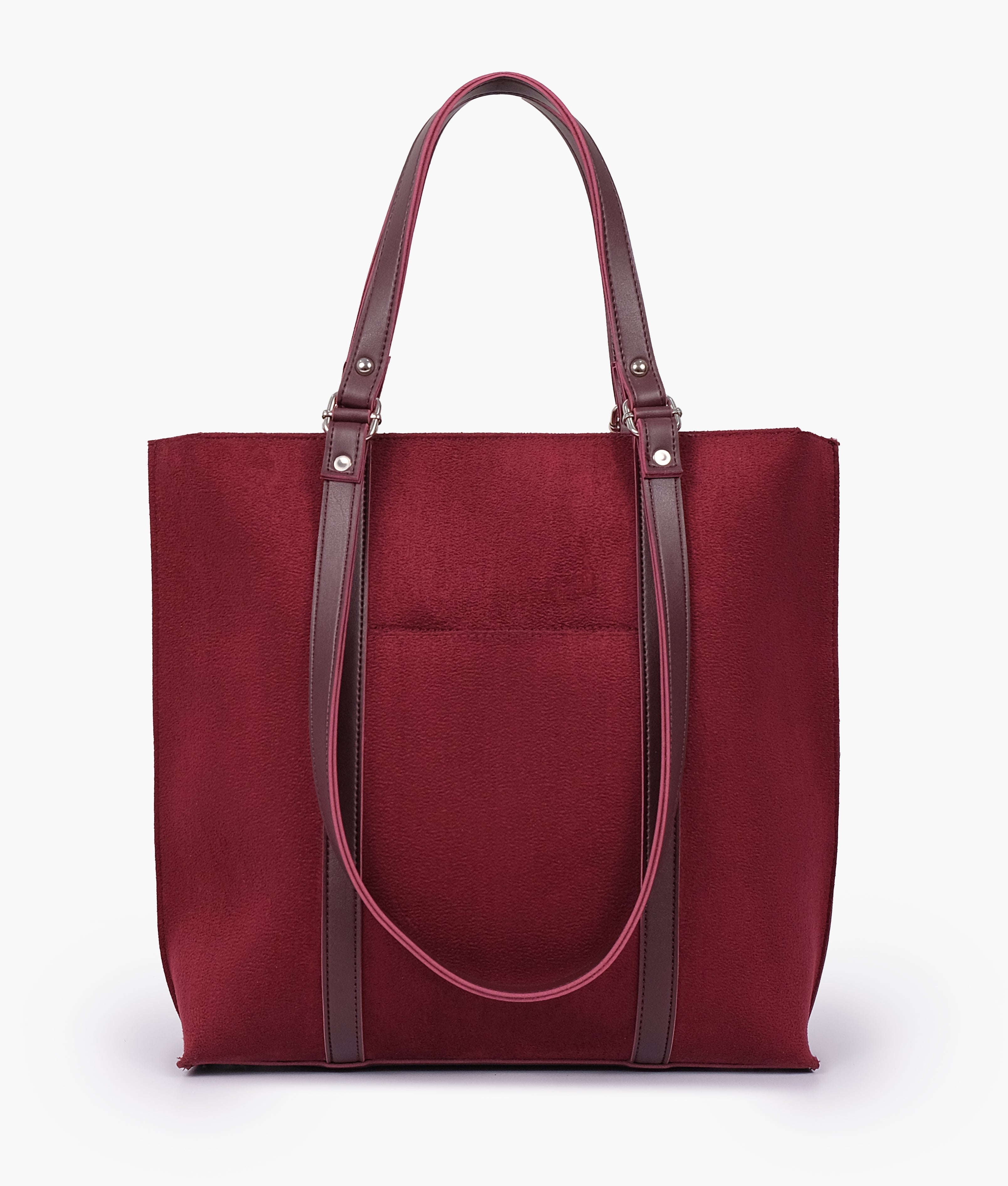 Buy Suede Double Handle Tote Bag - Burgundy in Pakistan
