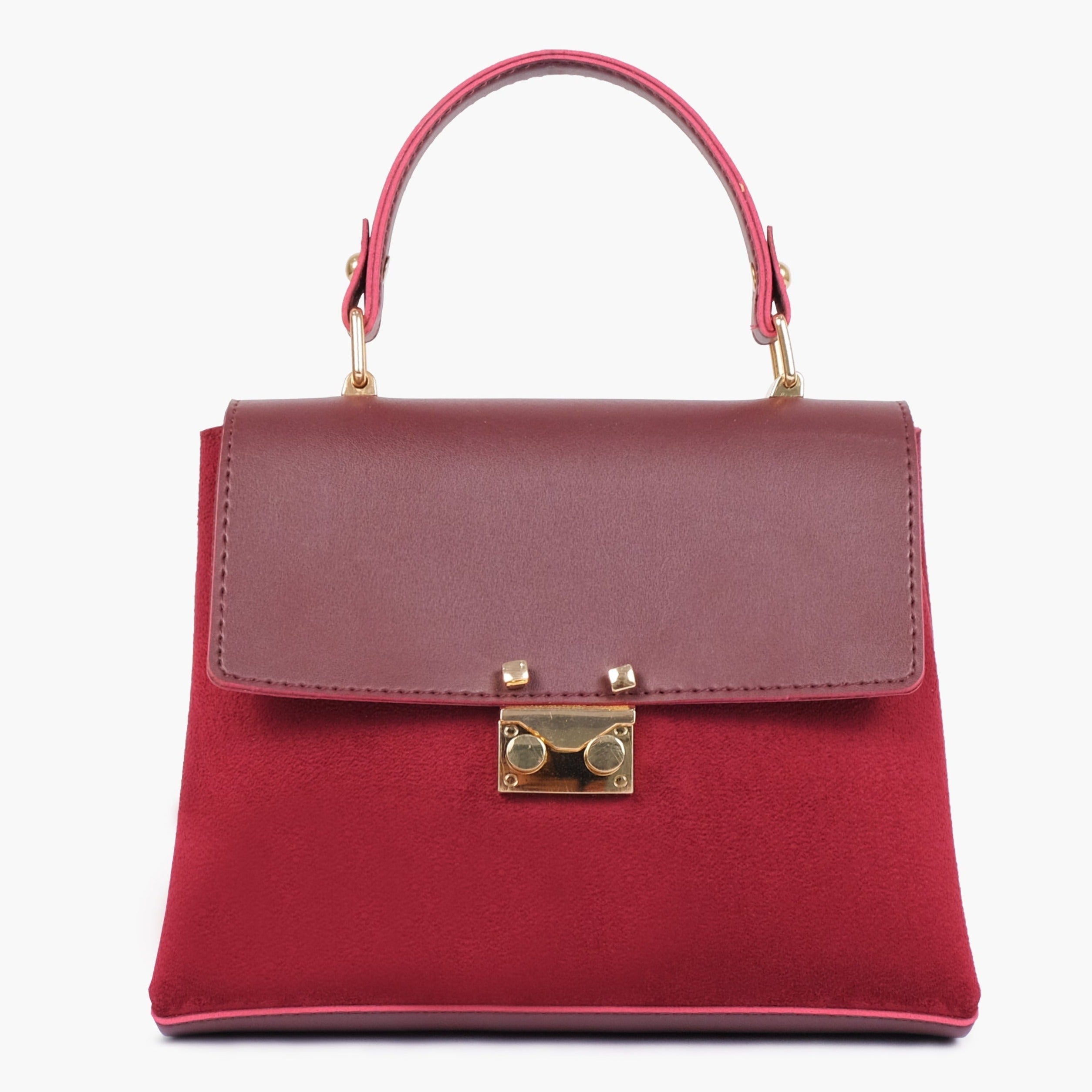 Buy Suede Mini Top Handle Bag - Burgundy in Pakistan