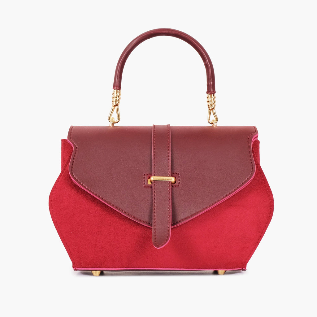 Buy Burgundy Top-Handle Hexagon Bag in Pakistan