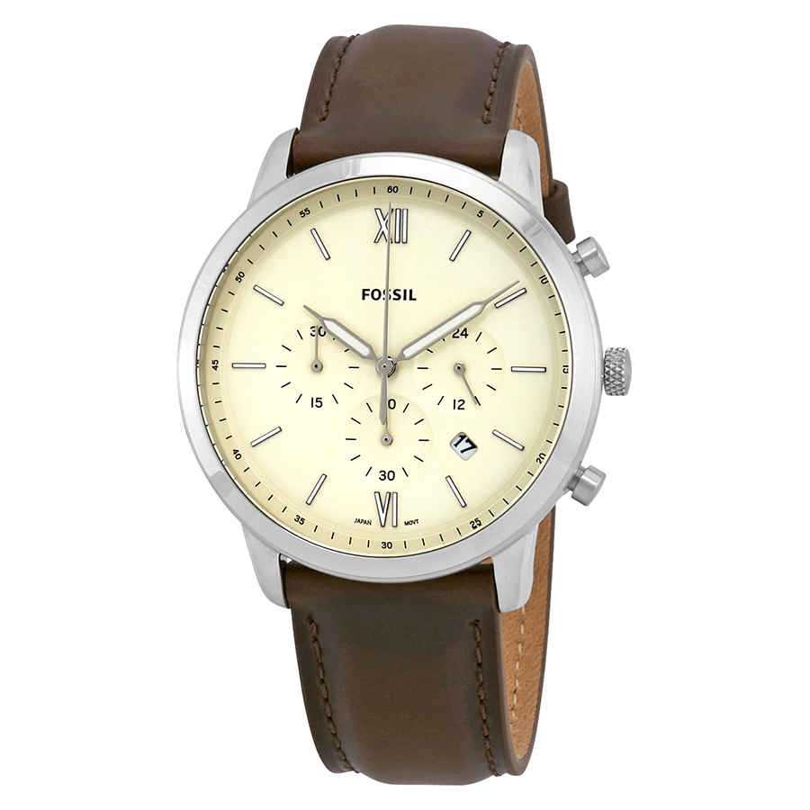 Buy Neutra Chrono Quartz Stainless Steel Two Hand Ring Brown Leather Strap Watch in Pakistan