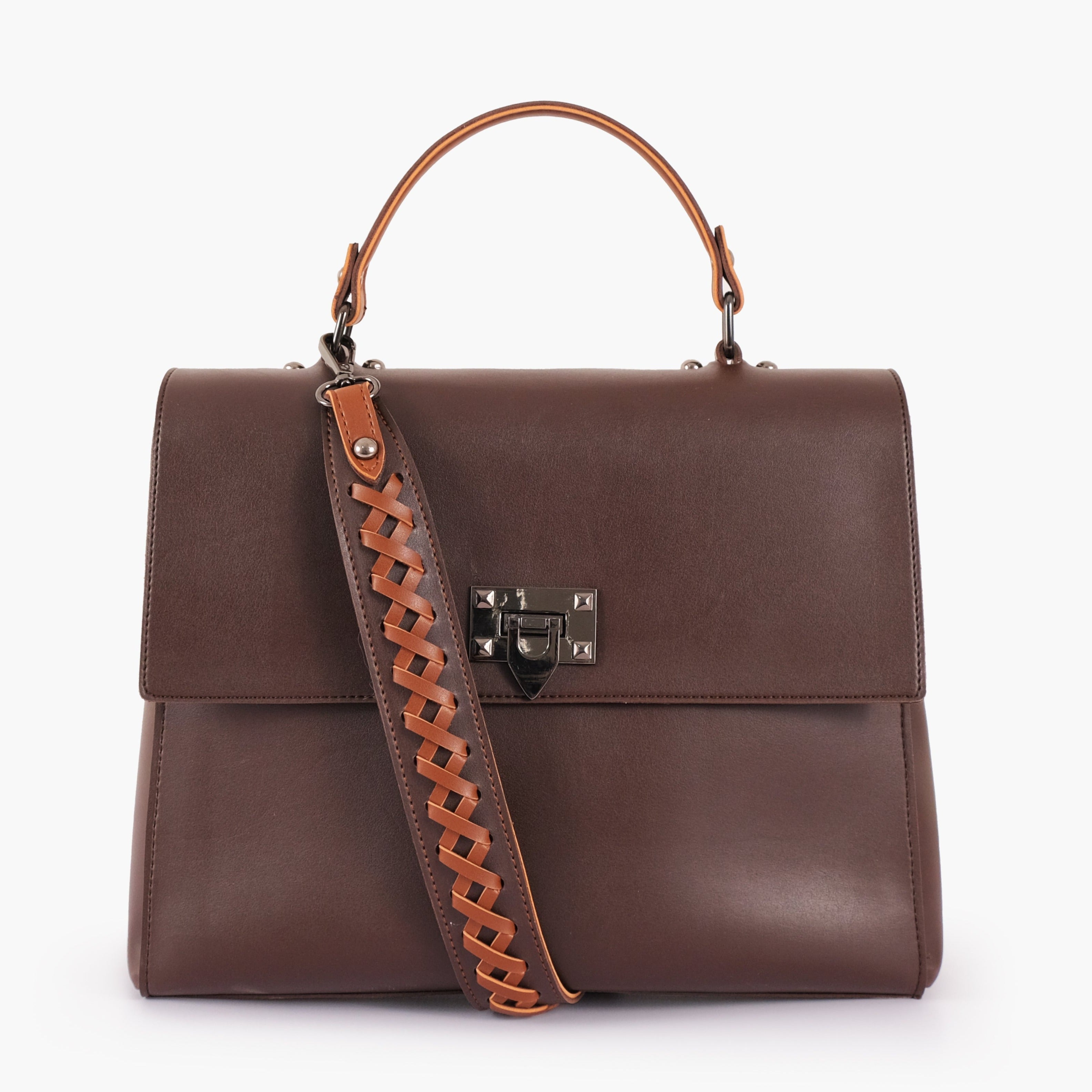 Buy Dark Brown Flap-over Top-handle Bag in Pakistan