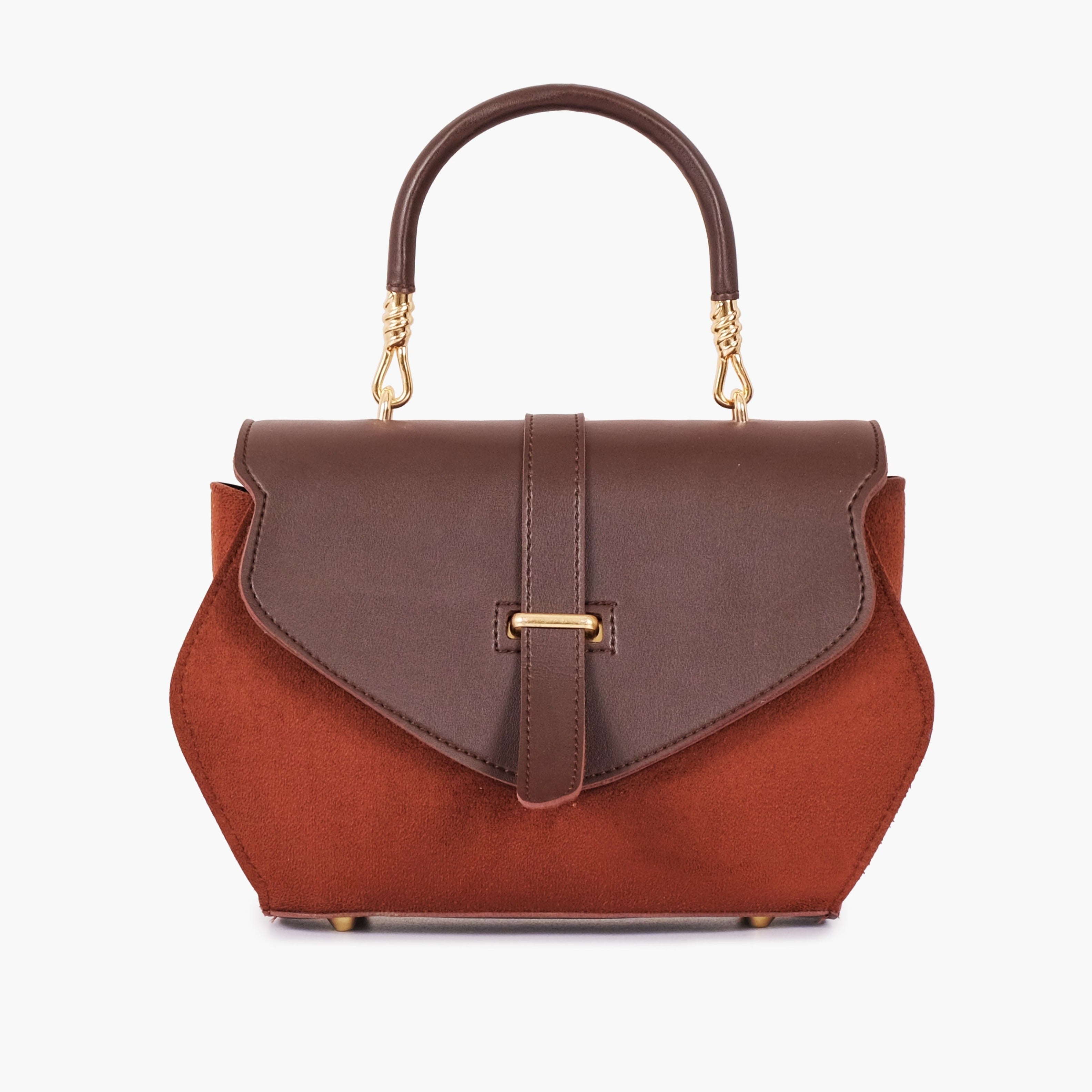 Buy Dark Brown Top-Handle Hexagon Bag in Pakistan