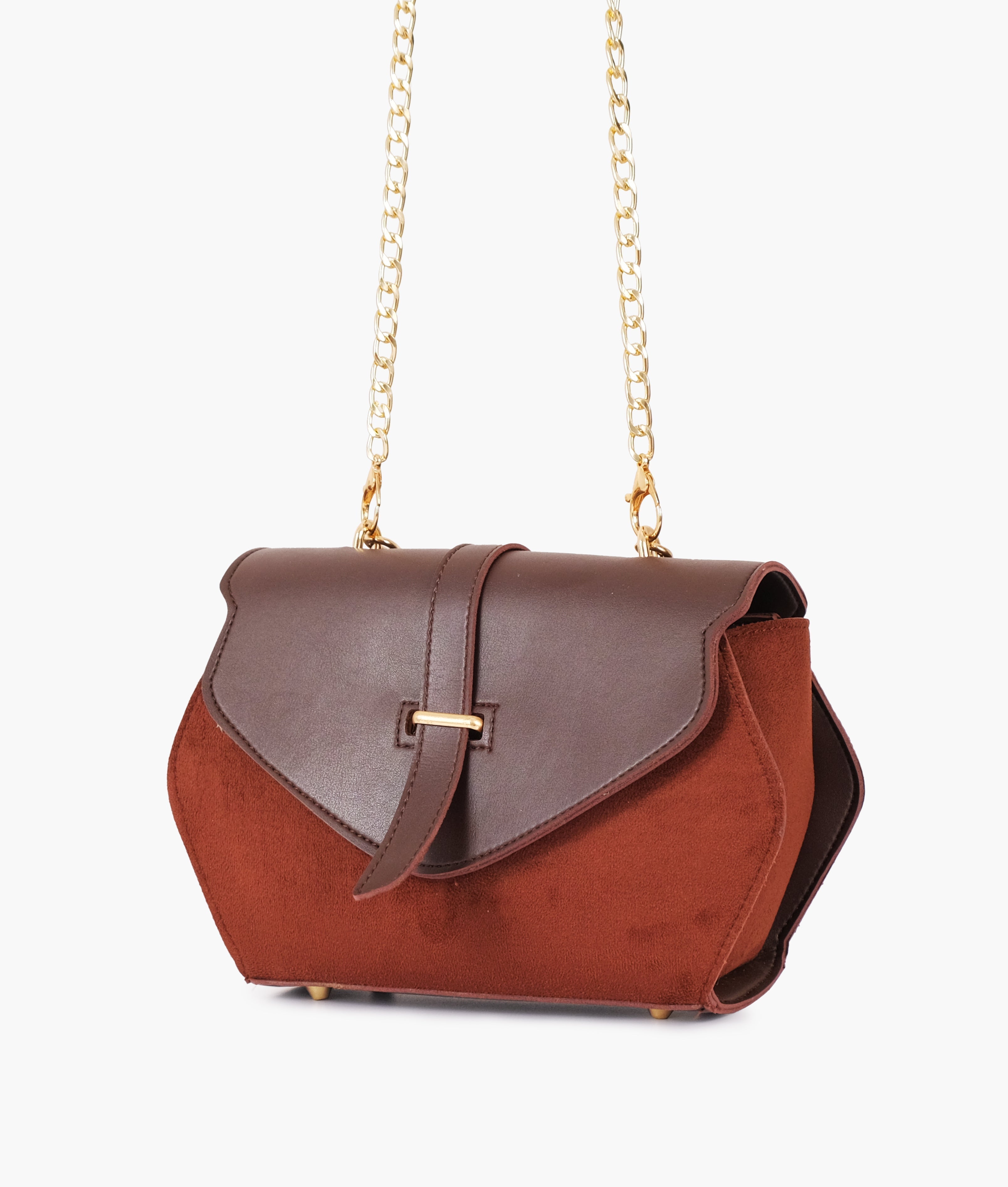 Buy Dark Brown Top-Handle Hexagon Bag in Pakistan