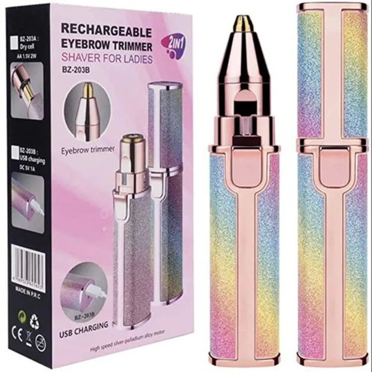 Buy Facial Beauty - 2 In 1 Rechargeable Electric Eyebrow Trimmer + Body Facial Hair Removal in Pakistan