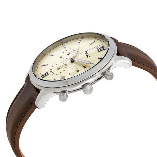 Buy Neutra Chrono Quartz Stainless Steel Two Hand Ring Brown Leather Strap Watch in Pakistan