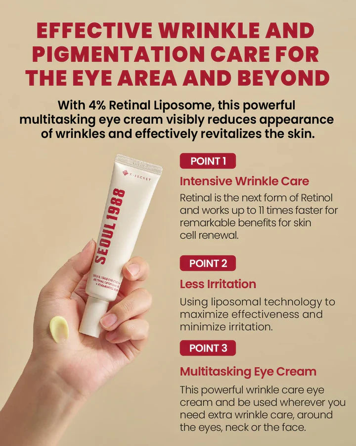K-SECRET SEOUL 1988 Eye Cream : Retinal Liposome 4% + Fermented Bean - 30ml