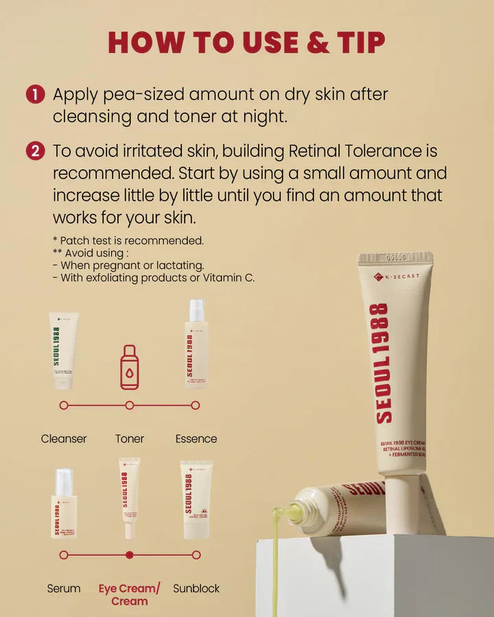 K-SECRET SEOUL 1988 Eye Cream : Retinal Liposome 4% + Fermented Bean - 30ml