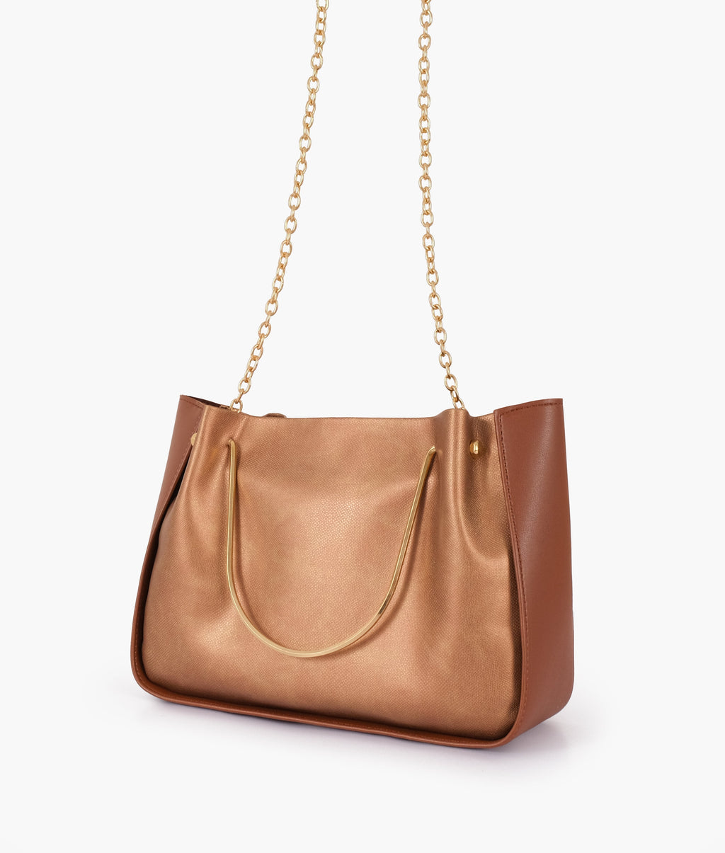 Buy Rust Metallic Handle Shoulder Bag in Pakistan